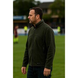 REI Mens Full Zip Fleece Jacket Dark Green Warm Durable Outdoor Layer Size Small